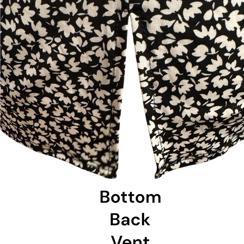 ❤️Vince Camuto Black/White Print Top/Shell Back Detail  SZ:  LARGE/PETITE   #R - Picture 7 of 9